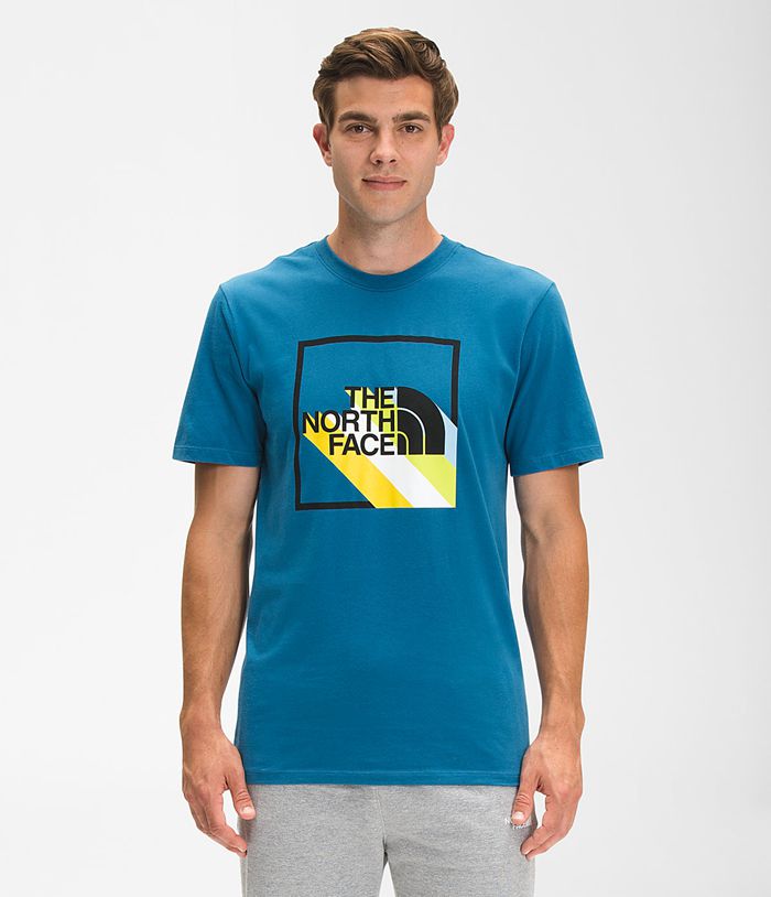 The North Face T-Shirts Heren Korte Mouw Shadow Box JYLN63578 - Blauw